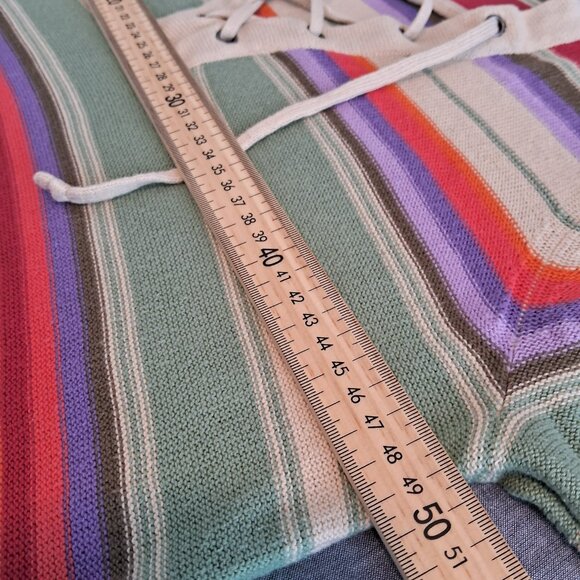 Chaps Colorful Stripe Lace Up V Neck Long Sleeve Sweater Women's - Picture 5 of 7